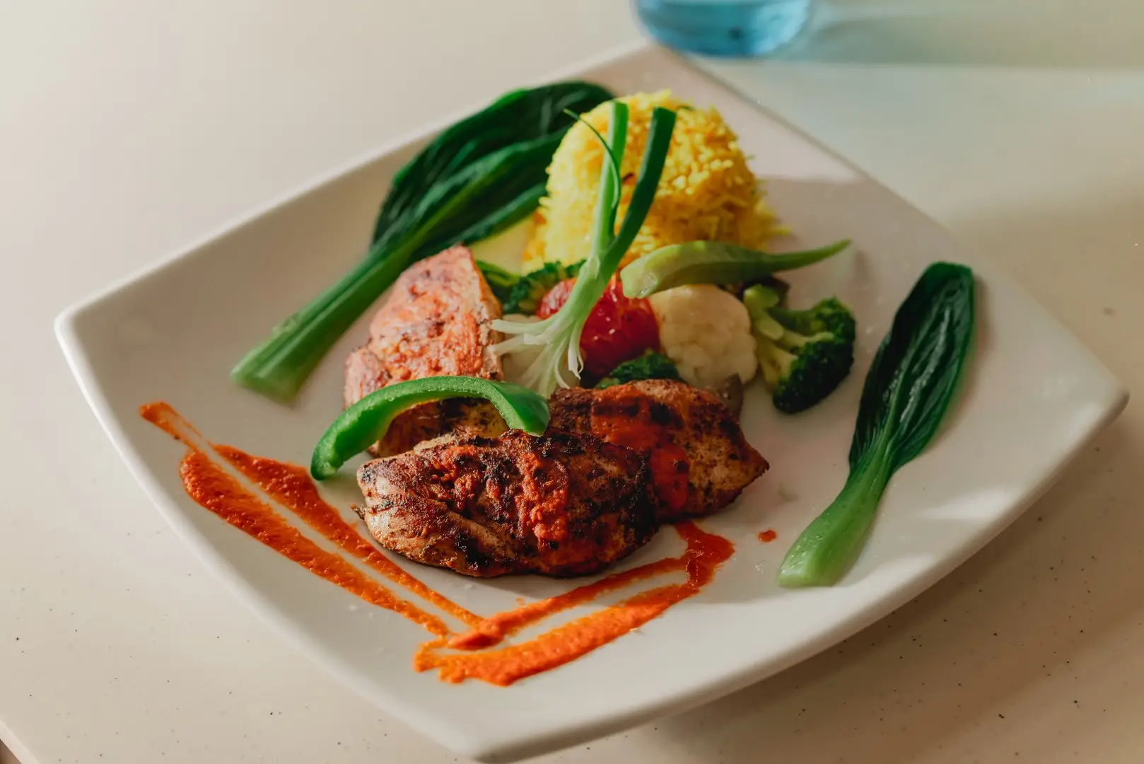 Balanced wellness meal with vegetables and a protein dish