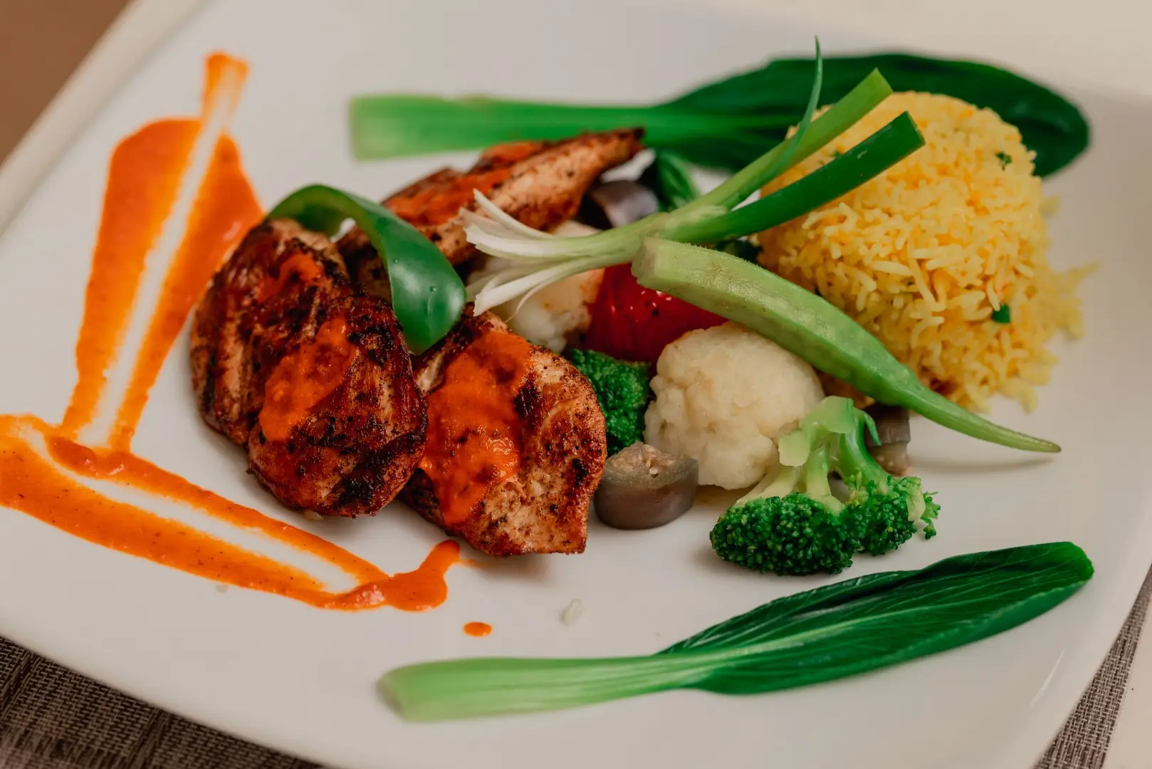 Nourishing protein and vegetable meal at Olive Creek Wellness