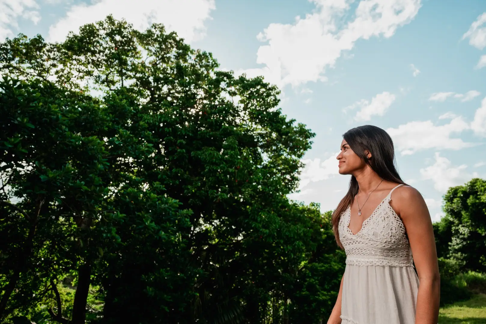Guest enjoying the peaceful tropical gardens at Olive Creek Wellness