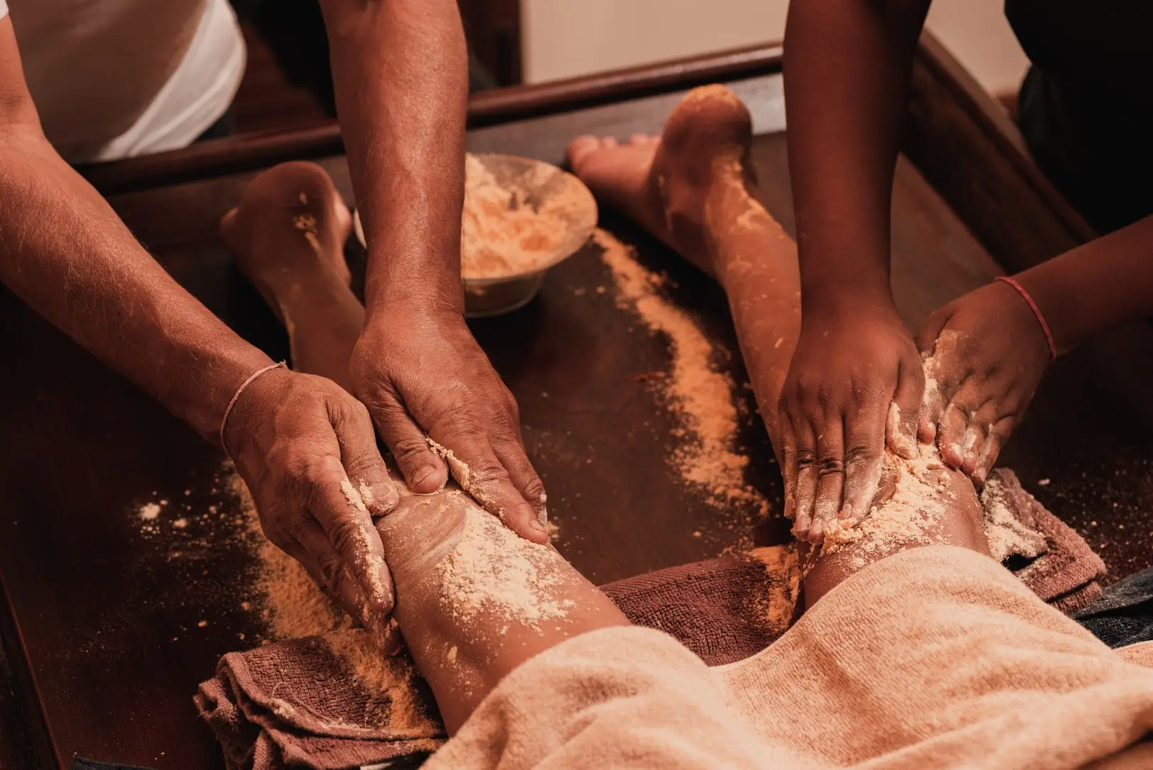 Traditional Ayurvedic foot treatment during a Panchakarma retreat