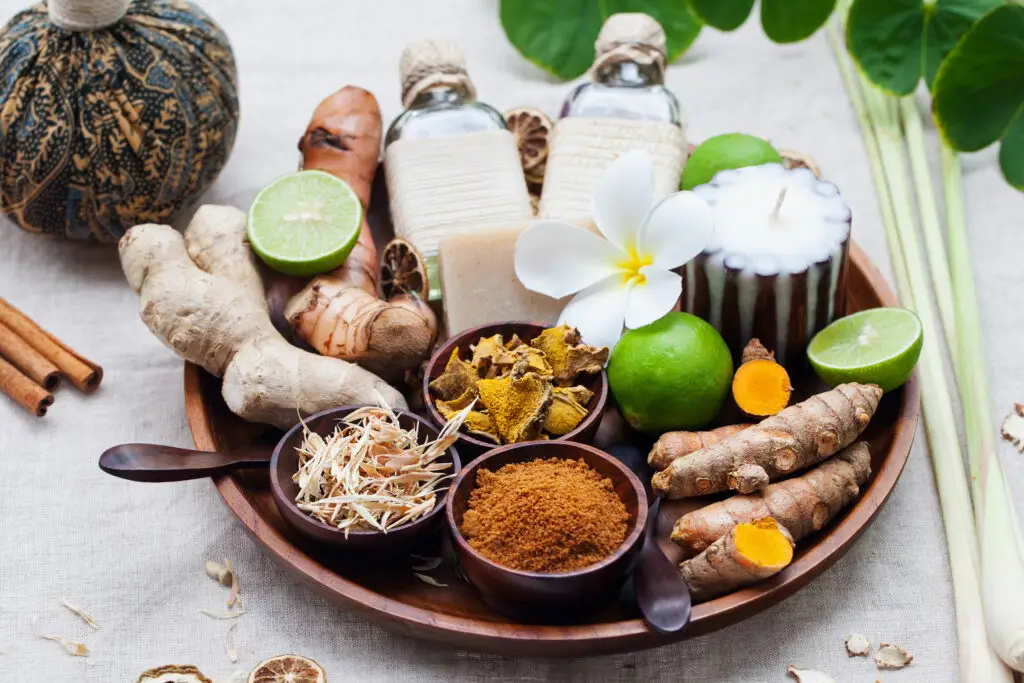 Ayurvedic oils and natural ingredients at Olive Creek Wellness Retreat in Mauritius