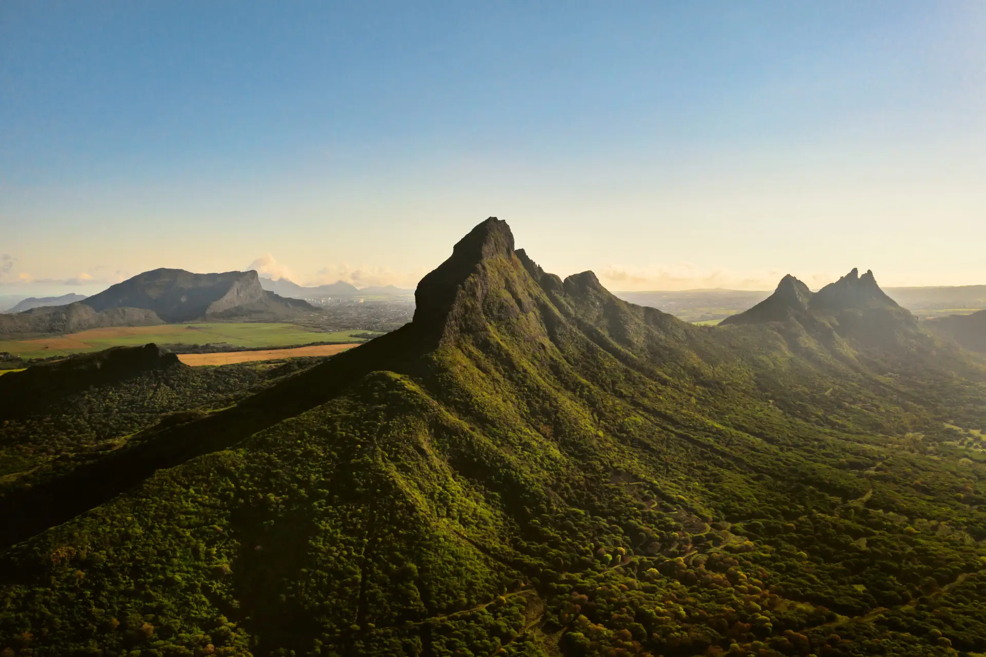 Le Morne Brabant mountain and tropical lagoon in Mauritius